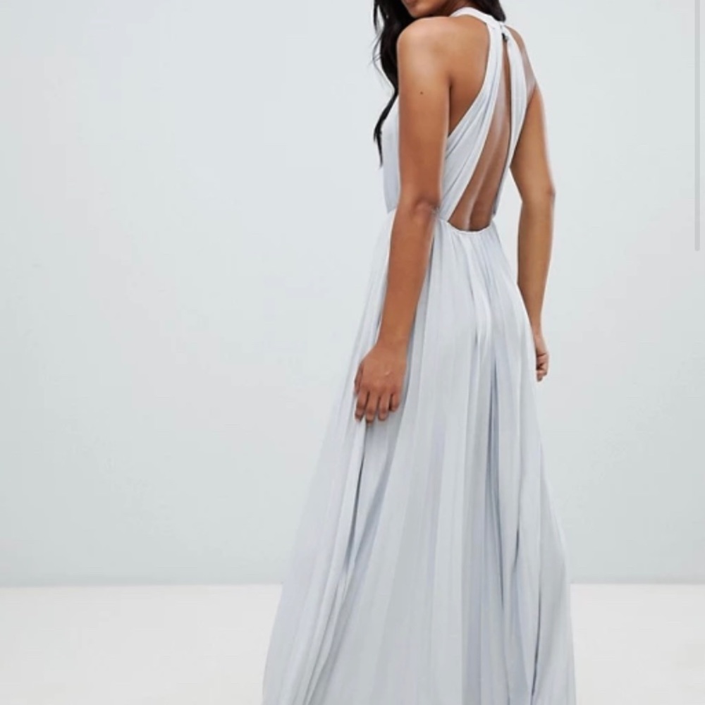 ASOS DESIGN high neck pleated maxi dress